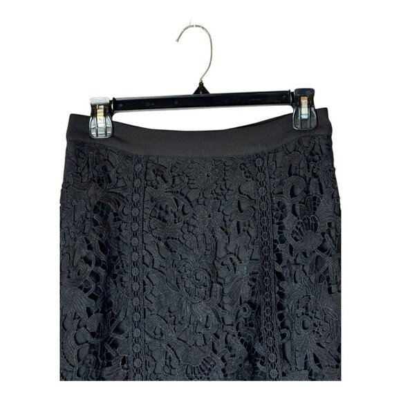 JOA Skirt Women Small Black Embroidered Lace Straight Knee Length‎ Pencil Career - Picture 3 of 11